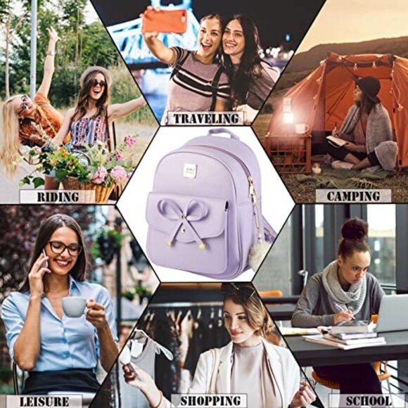Mini PU Leather Backpack Set - 3-Piece Daypack with Multi-Pockets main image 5